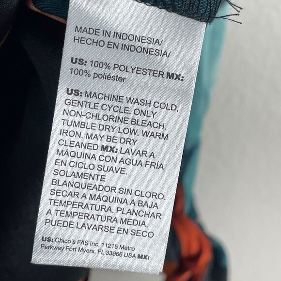 CHICOS Womens 12 Abstract Print Button Up Blouse Long Sleeve Tie Cuff Shirt Top - Picture 5 of 13